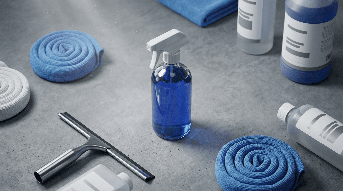 Professional cleaning equipment and tools ready for construction site work