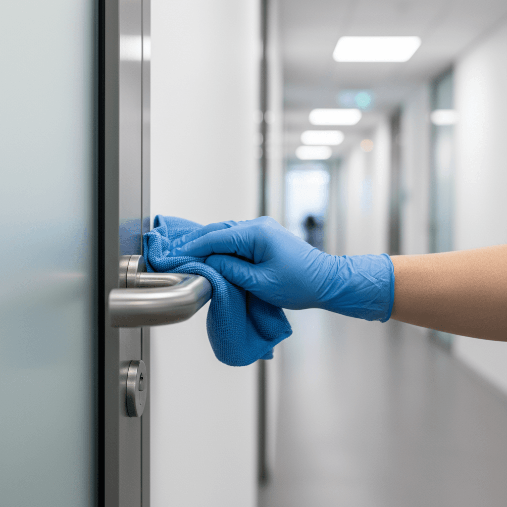 Post-construction deep cleaning of interior walls and fixtures